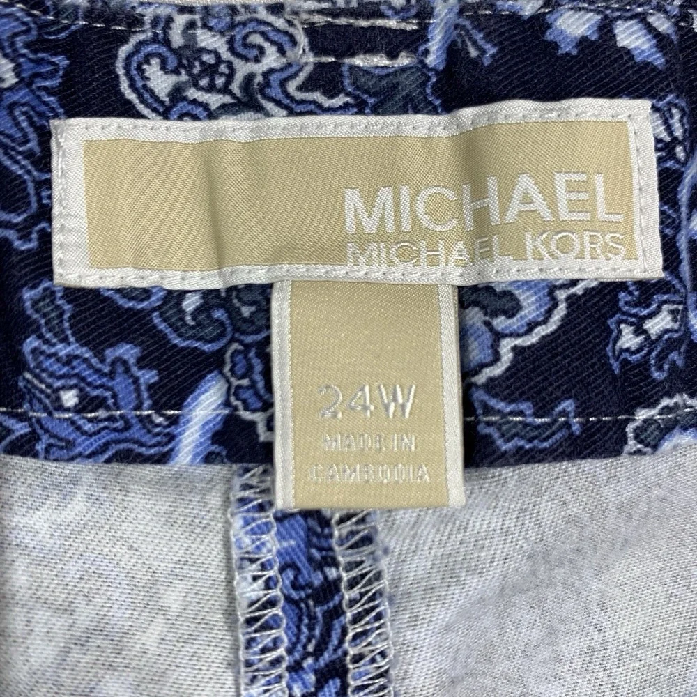 Michael Kors Blue White Paisley Shorts Women's 24W‎ Dress Casual Stretch Pockets